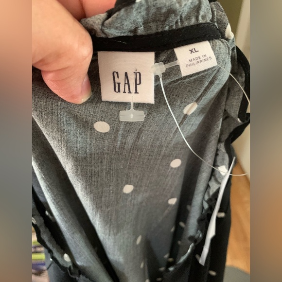 New GAP Viscose Polka Dot Coquette Dress Black & White XL Picnic - Picture 10 of 14